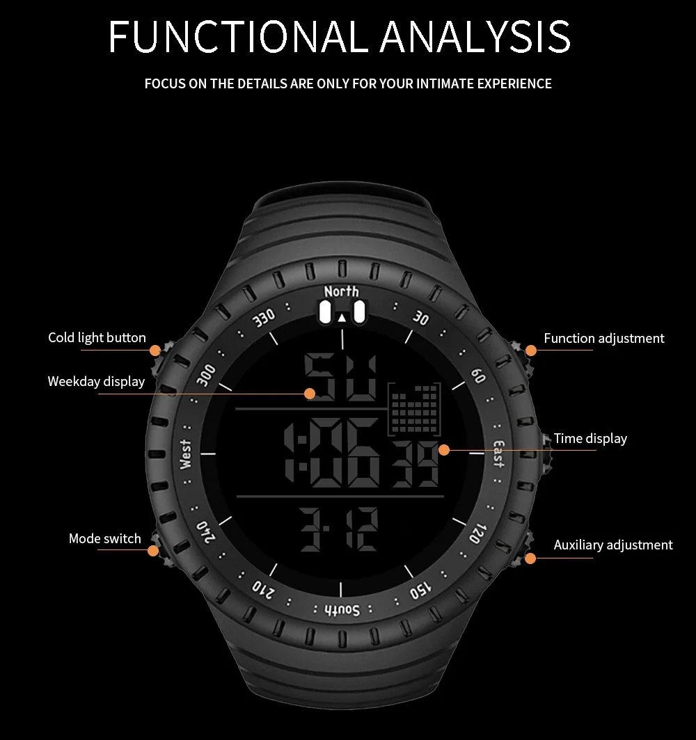 SENORS уличные мужские часы спортивные цифровые женские военные часы мужские часы модные наручные часы с силиконовым ремешком светодиодный электронные часы