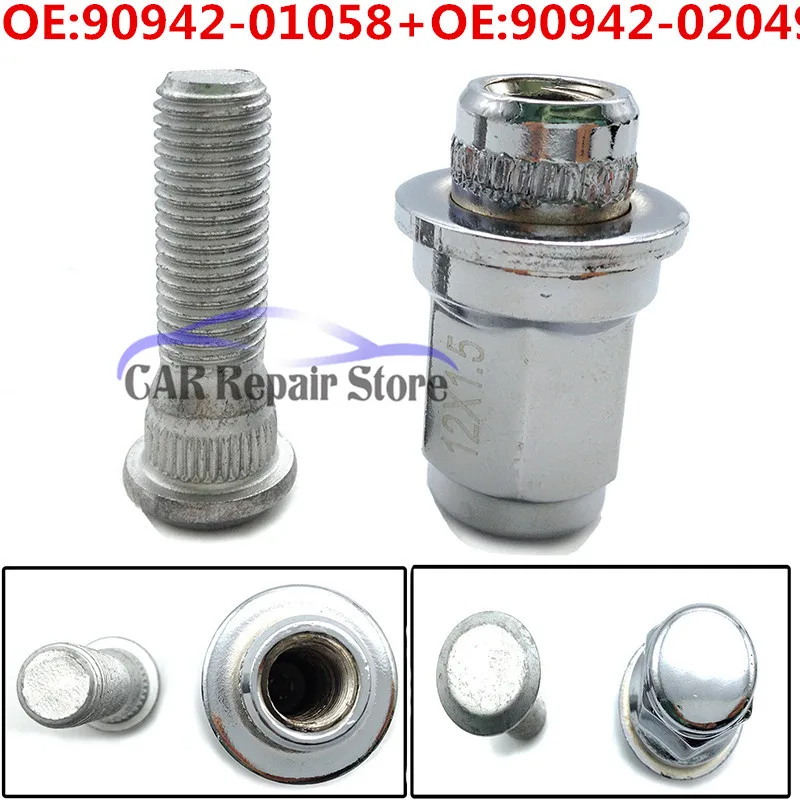 New Wheel Lug Stud+Nut 90942 02049 + 90942 01058 For Toyota 4Runner