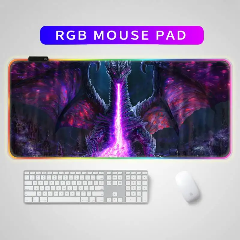 

40*80 Large Gaming RGB Mouse Pad Dragon Computer Mousepad Desktop Keyboard Mat Cushion Office Home Lockedge Gaming Accessories