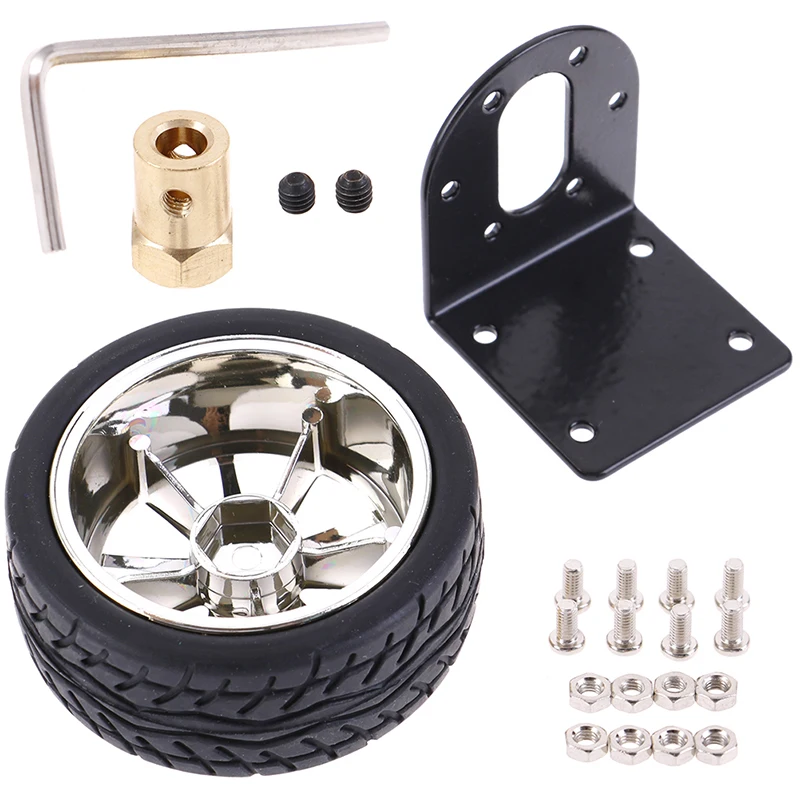 

Metal Mounting 37mm Bracket+6mm Coupling+65mm Wheel+Spanner+Nut Kit For Motors