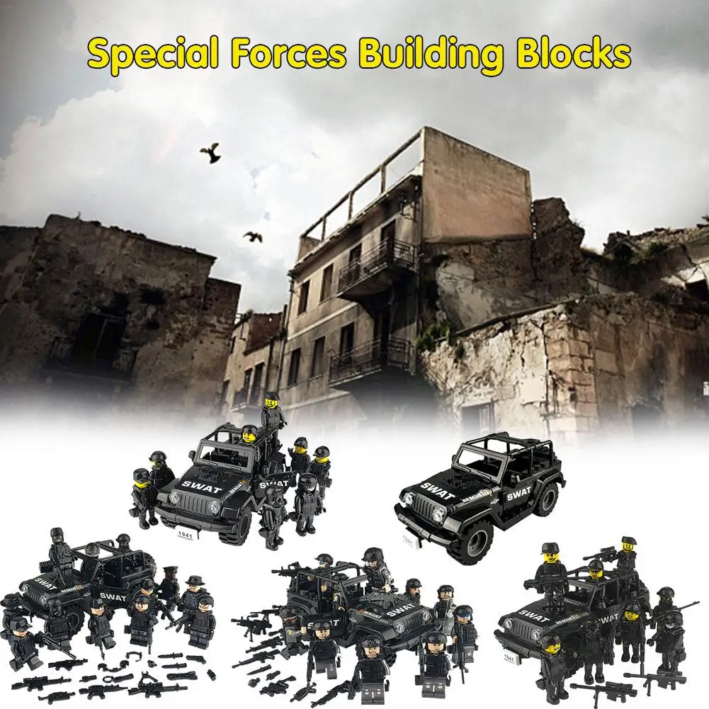 Military Special Forces Soldiers Bricks Figures Guns Weapons Compatible Legoings Armed SWAT Building Blocks Kids Toys
