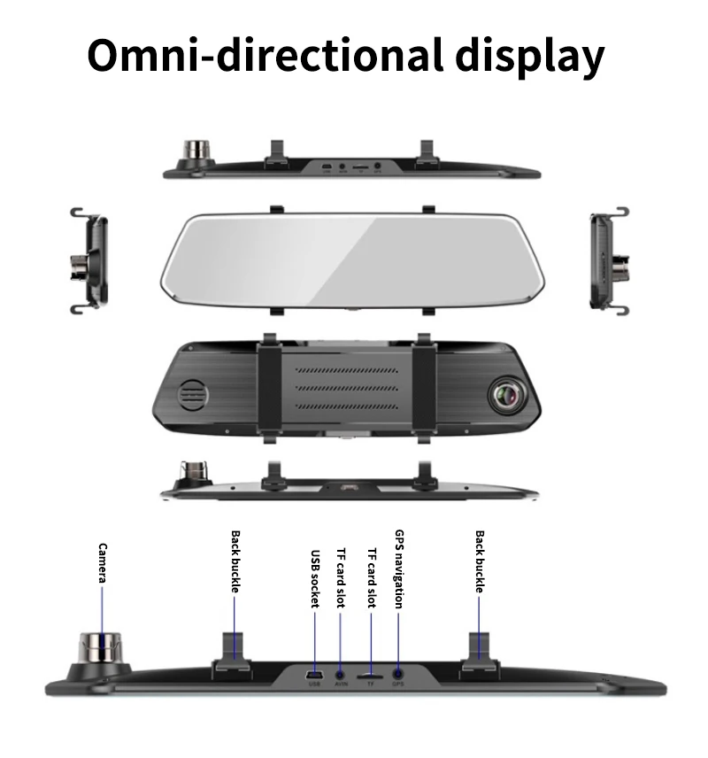 Автомобильный видеорегистратор 7 дюймов 2.5D сенсорный экран Ultra HD 1080P Dash Cam двойная камера заднего вида Зеркало ночного видения рекордер