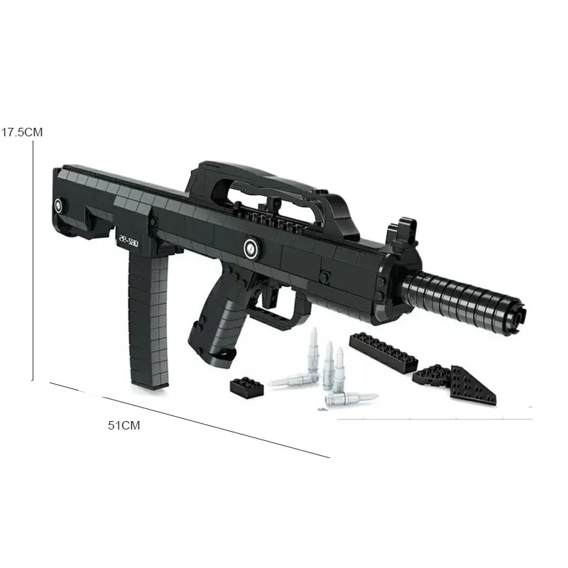 

493pcs/set Block Model Guns Accessories 51*18cm Military Model Gun Toys For Boy Gift Block Guns Tasergun Accessories