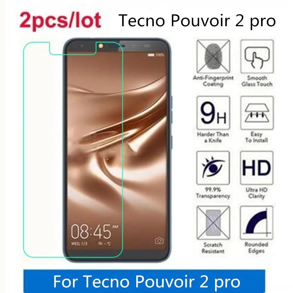 Закаленное стекло для Tecno Pouvoir 2 pro 2.5D Премиум Защитная пленка для экрана Tecno Pouvoir 2 профессиональная защитная пленка стекло