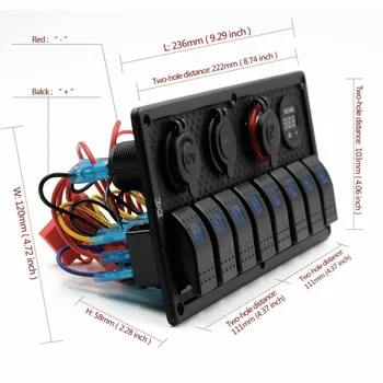

Flame retardant Rocker Switch Panel 12-24V Blue LED Circuit Breaker Parts Accessories