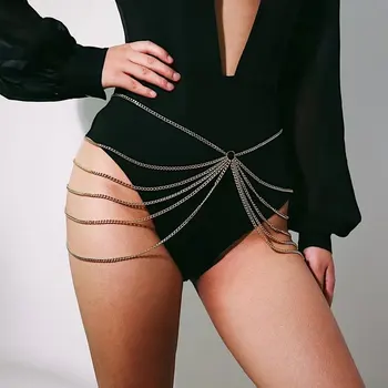 

accessories sexy geometric exaggerated multilayer u-shaped body chain chain tassel waist chain female personality