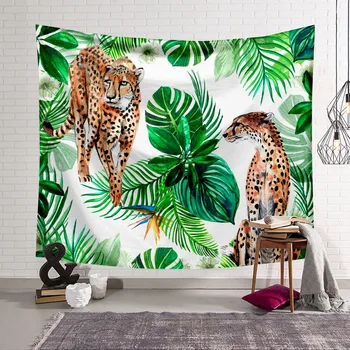 

Leopard Plant Tapestry 3D Printing Tapestrying Rectangular Home Decor Wall Hanging 01