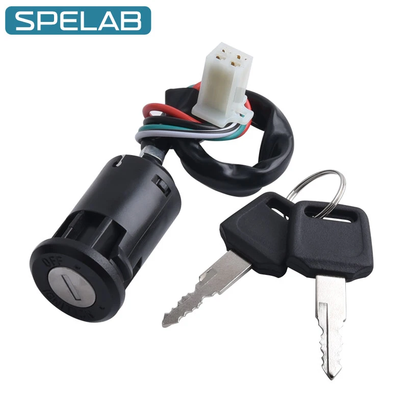 

SPELAB 4 Wires Ignition Keys Start Switch Motorcycle Lock Cylinder Key Motorbike Accessories For ATV 50 70 90 110 125 CC