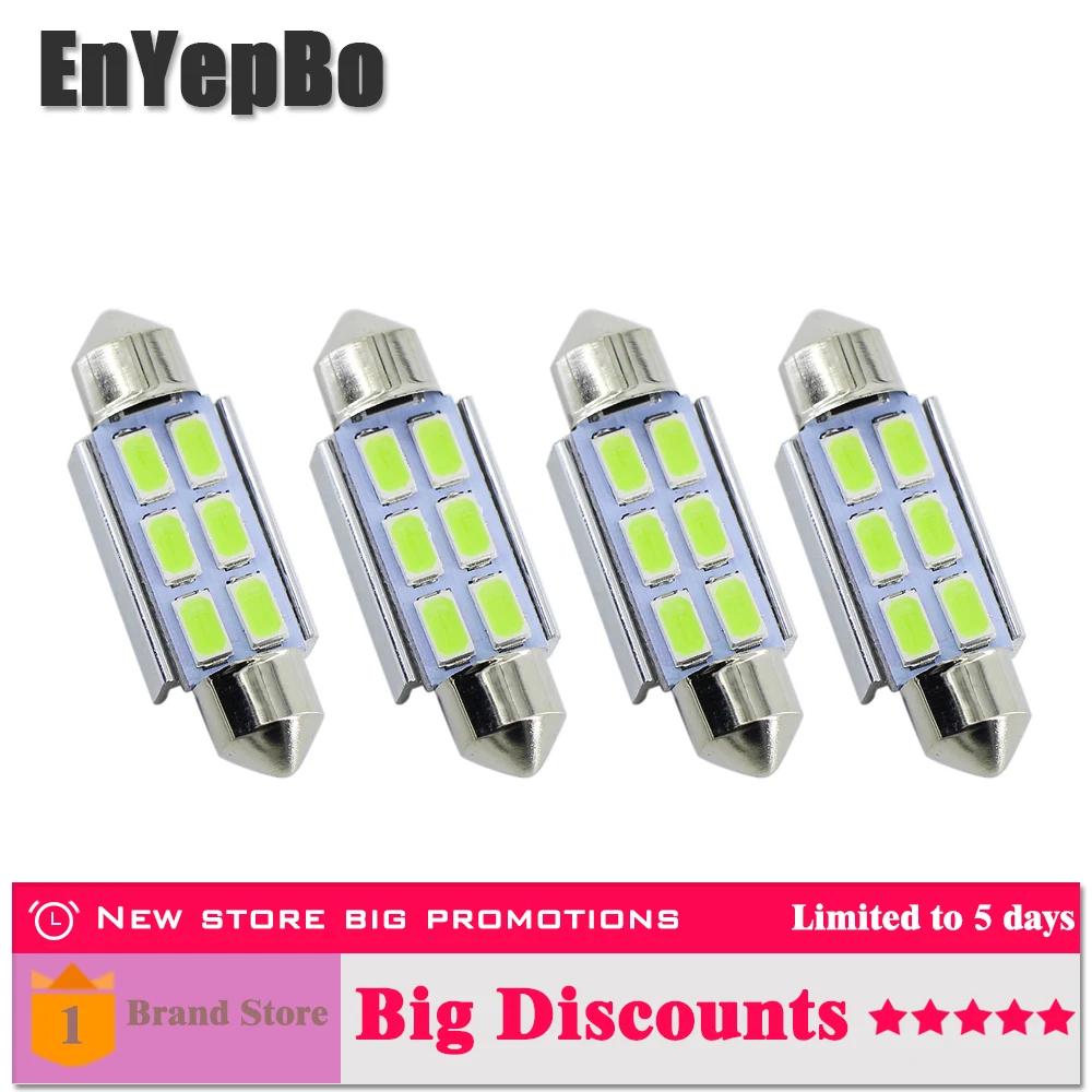 

4Pcs For JETTA GTI GOLF RABBIT MK4 MK5 PASSAT B5 B6 C5W 36mm Canbus No Error License Number Plate Light LED car Bulb EnYepBo