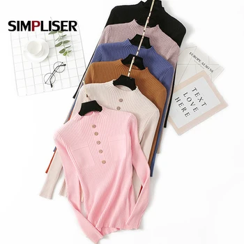 

Cashmere Knitted Women Sweater Stretch Pullovers Turtleneck 2019 Autumn Winter Basic Knitted Tops Korean Style Slim Fit Black