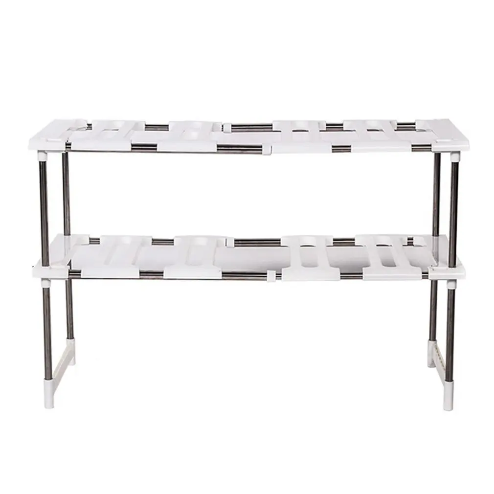 

Multifunctional Retractable Under Sink Storage Shelf Stainless Steel Plastic Kitchen Double Storage Rack&Shoe rack