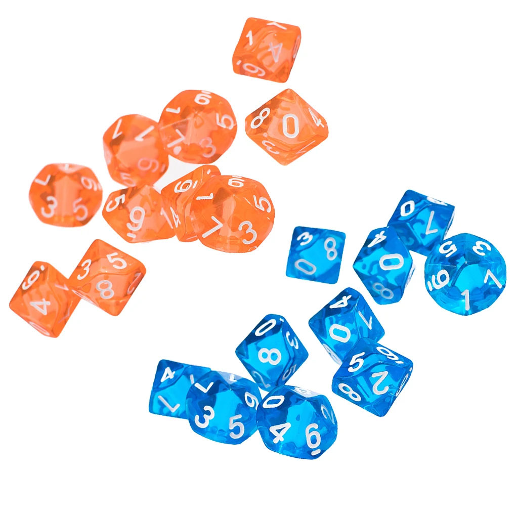 20pcs/Set Transparent 10-Sided Role Playing Game Dices Die Set