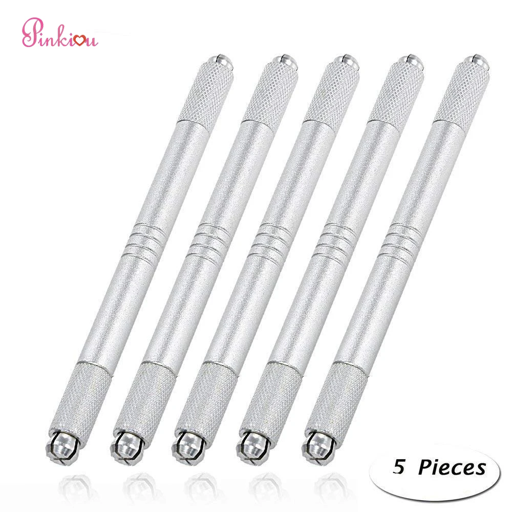 

Pinkiou Microblading Pens 5 pcs Set Permanent Makeup Disposable Handmade Dual Head Eyebrow Tattoo Tool Manual