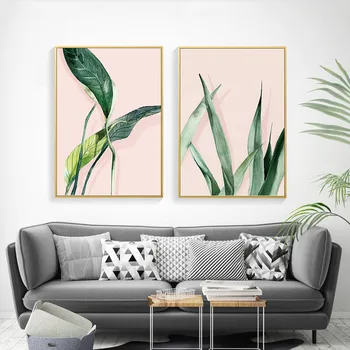 

Nordic Minimalist Style Green Plant Leaf Stationary Wall Painting Home Frameless Canvas Hd Printing Decorative Poster