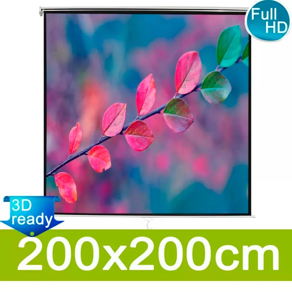 

HD Widescreen Manual Projection Screen 200x200 Cm White Pull Down Projection Manual 3D Projector Screen For Cinema Office V3