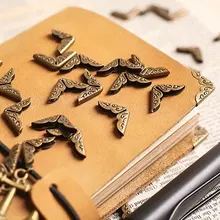 8 шт. практичная металлическая книга угловой Бронзовый Золотой анти-столкновения ноутбук защита меню папки цветок металлические поделки DIY Декор