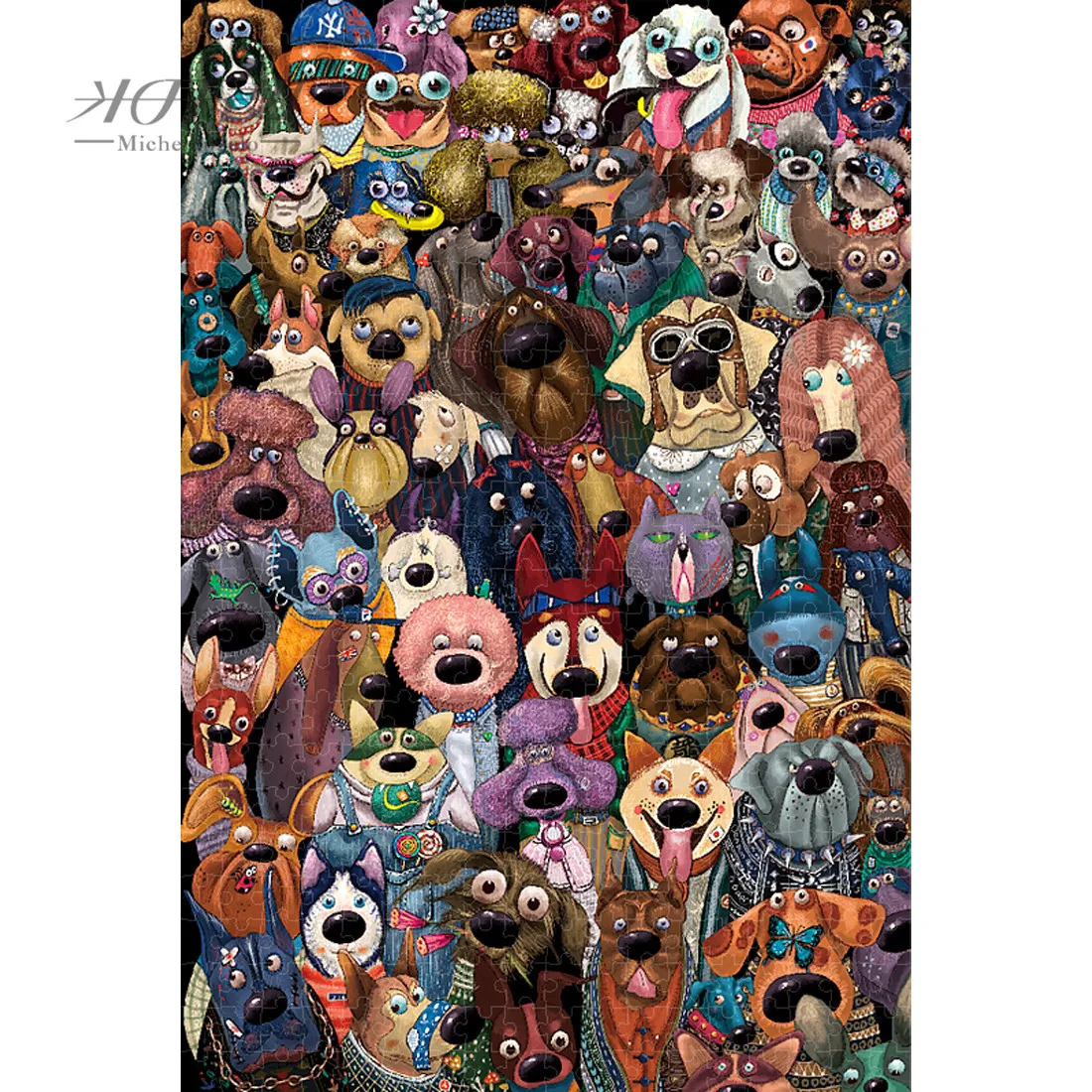 Michelangelo Wooden Jigsaw Puzzle 500 1000 1500 2000 Pieces Dog's Group Photo Cartoon Animals Kid Educational Toy Painting Decor