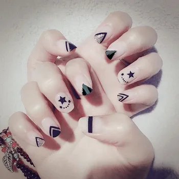 

Manicure Finished Product Cool Fashion Short Fake Nails Fake Nails Sheet Patch Manicure 24 Sheet Finished Product C58