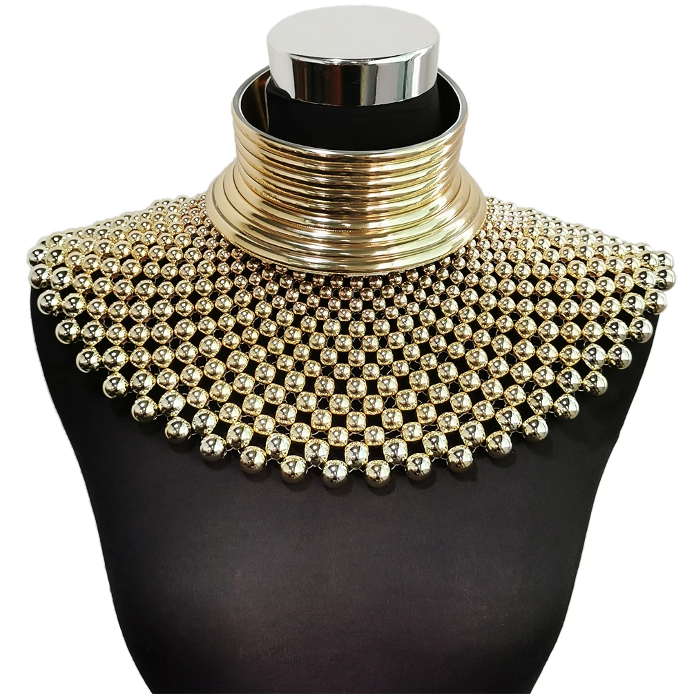Brand Indian Jewelry Handmade Beaded Statement Necklaces For Women Collar Beads Choker Maxi Necklace Wedding Dress African UKEN - 3