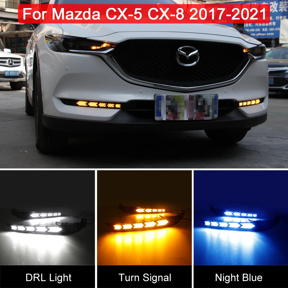 

Светодиодный ная противотуманная лампа, белый свет, дневные ходовые огни, голусветильник Ночной свет, динамический светильник поворота для Mazda CX-5 2017 2018 2019 2020