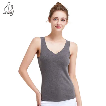 

Maidy Female Seamless Inside Wear V-Neck Bottoming Vest Winter New Self-Heating DoubleFaced Velvet Warm Vest Top Women Underwear