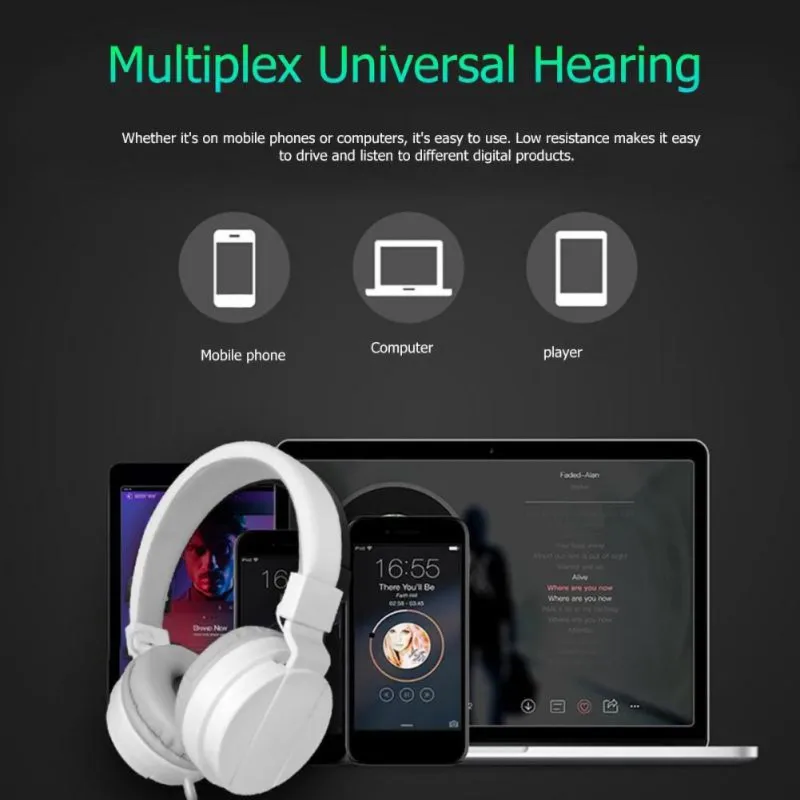 Foldable Universal Earphone Headphones Overear Stereo Sports Headphones with Mic Calls for Phone PC Laptop