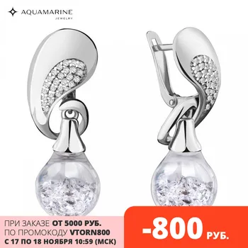 

AQUAMARINE earrings with artificial inserts, cubic zirconia, silver 925