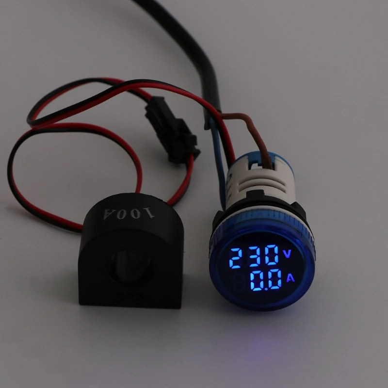 22 мм AC50-500V 0-100A цифровой светодиодный вольтметр измеритель напряжения лампочка-индикатор Амперметр тестер тока 2 в 1 с CT