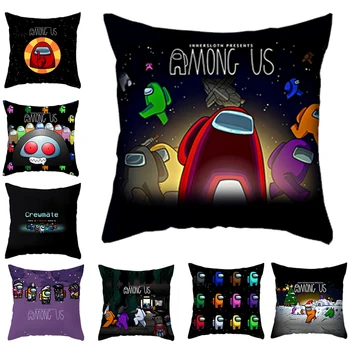 

45*45CM Among Us Game Pillowcase Cartoon Anime Cushion Game Figure Model Pattern Children Birthday Toys Gift Party Decoration