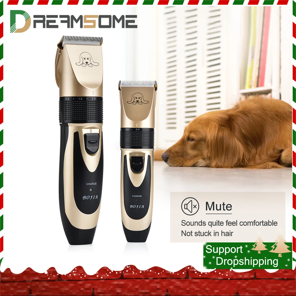Cortadora de pelo eléctrica para perros, herramienta rasuradora de cabello para mascotas de poco ruido con cable USB, 4 juegos de cabezales intercambiables y dos cepillos limpiadores