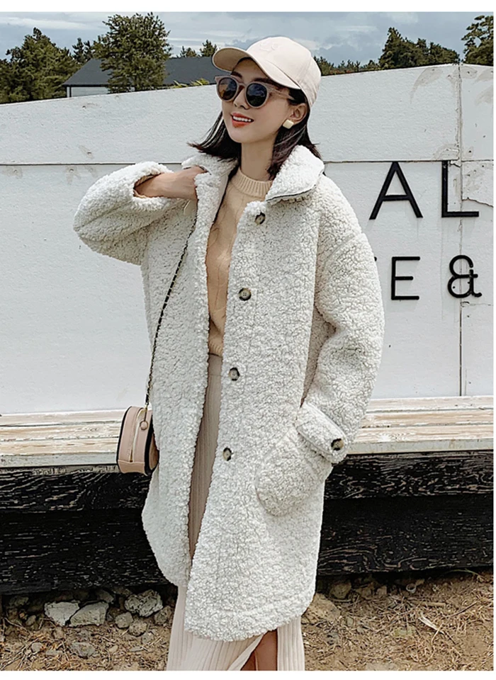 Женское осенне-зимнее шерстяное пальто, новое корейское повседневное женское из искусственной кожи, верхняя одежда, шерстяные пальто