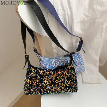 

Fashion Sequins Women Totes Shoulder Bag Simple Small Female Practical Classic Texture Creative Design Evening Handbag