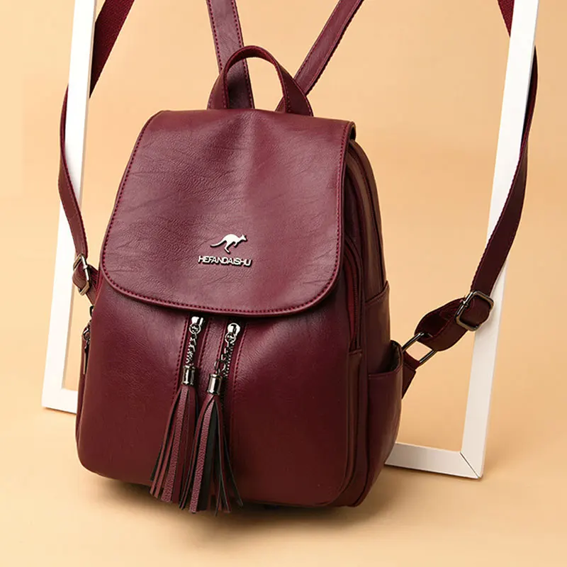 Fashion Backpack Cowhide Student Bag Large Capacity Outdoor Shoulder Bag Fashion Travel Bag Versatile Waterproof Women's Bag