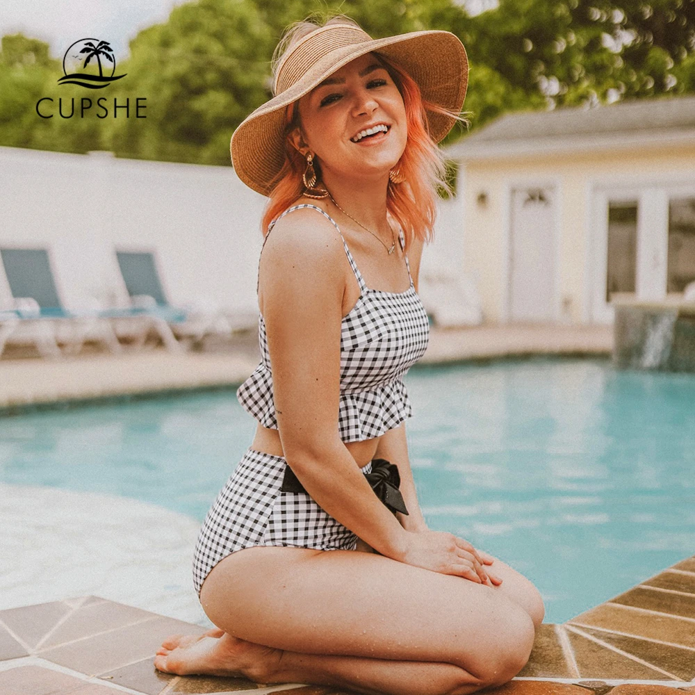 cupshe black and white gingham