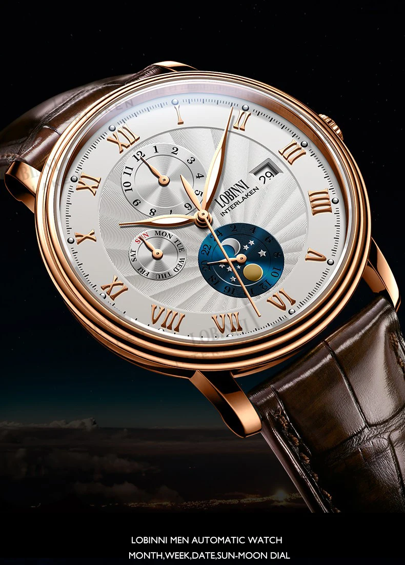 LOBINNI автоматические часы для мужчин лучший бренд класса люкс механические самоветер наручные часы relogio masculino водонепроницаемые светящиеся