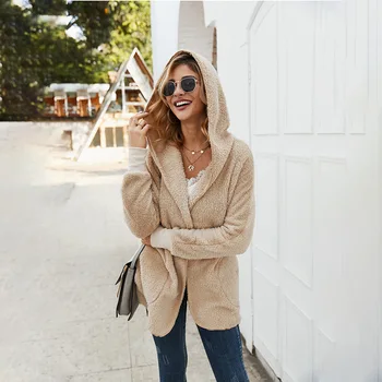 

Women Autumn Winter Faux Fur Coat Fashion Casual Teddy Warm Coat Hoodie Jacket