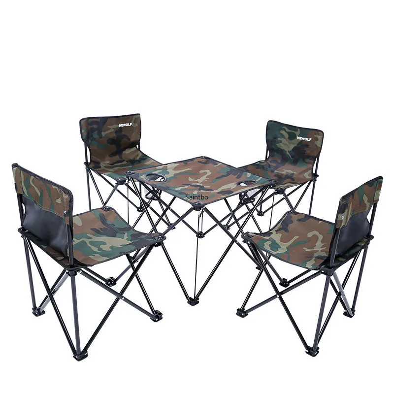 

Outdoor Self-driving Tour Picnic Table and Chair Combination Set Five Pieces Set Portable Camping Outdoor Folding Table Set