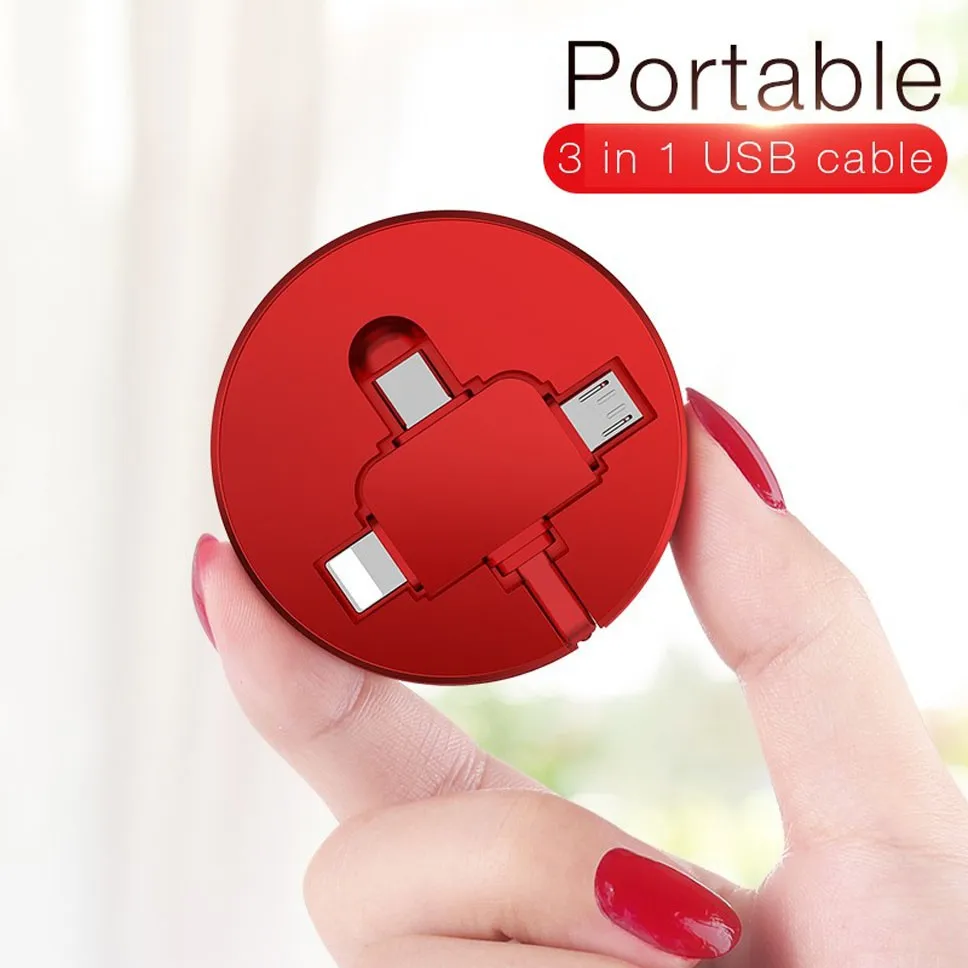 QC3.0 3 в 1 USB кабель type C Micro USB C кабель для iPhone зарядное устройство Выдвижной зарядный шнур для iPhone huawei Xiaomi Синхронизация данных