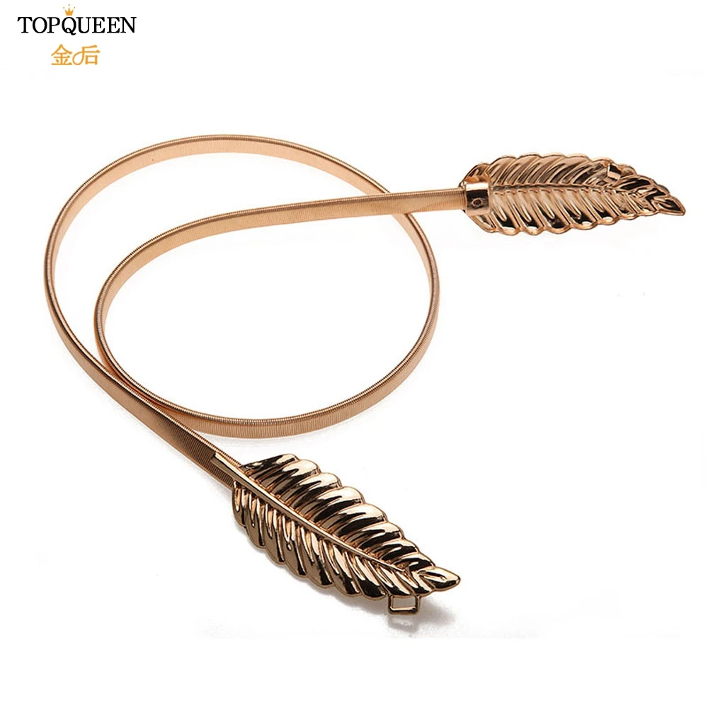 TOPQUEEN S448, эластичные женские ремни, золотые, серебряные, с цепочкой, на талии, с металлической пластиной, женское платье, ремни, высокое качество, тонкие, тянущиеся ремни