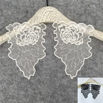 

Black and White Embroidery Applique Lace collar Venise DIY Sewing Sleeve Organza Lace fabric Dresses Accessories Scrapbooking