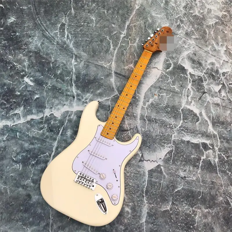 Guitarra Eléctrica cream st con diseño de tigre amarillo, se puede