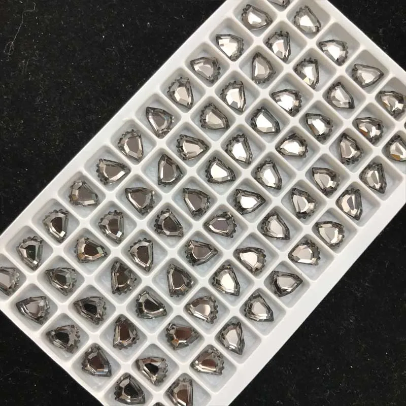 gray 7x10 мм 72 шт 3D Стразы для ногтей Снежинка Кристалл Клей на драгоценные камни для ногтей кристалл алмаз украшения ногтей аксессуары - Цвет: gray