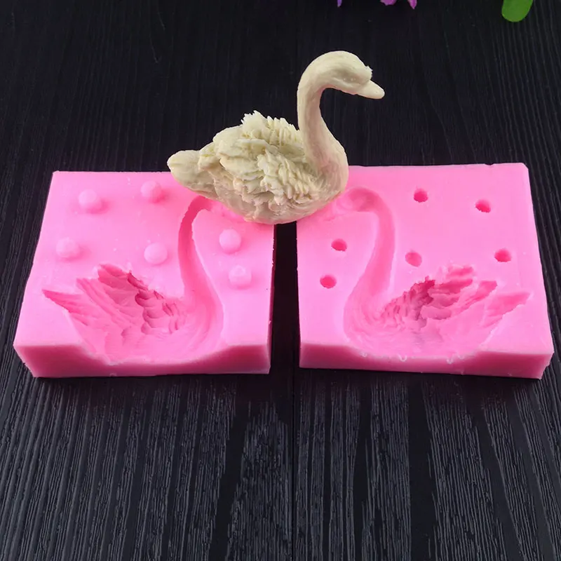 2Pcs 3D Swan Baking Tool Moulds Chocolate Cupcake Bakeware Biscuit Home Pink
