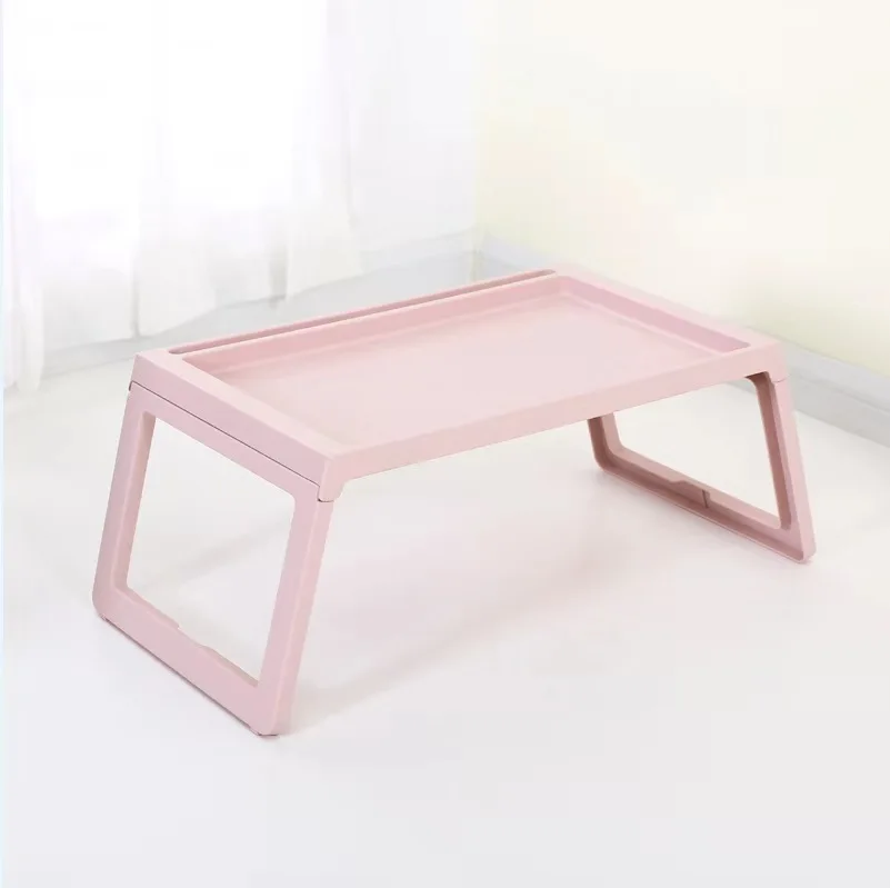 Folding Laptop Table Stand Portable Study Desk Plastic Foldable Computer Desk for Bed Sofa Breakfast Bed Tray Serving Table - Цвет: pink