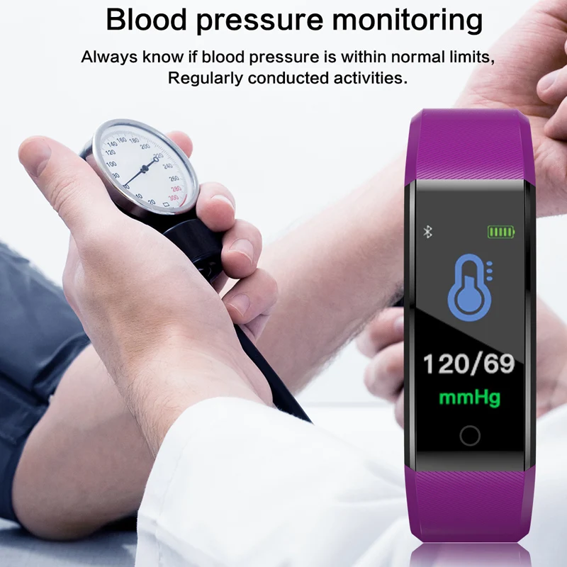 Fitness Heart Smart Wrist Band Rate Monitor Blood Pressure Pedometer Health Running Sports Smart Watch Men Women For IOS Android