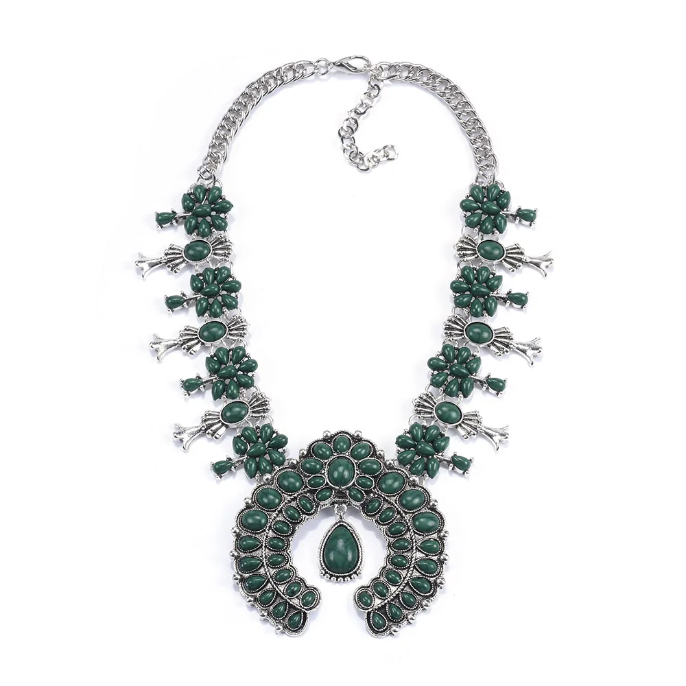 Модное имитирующее длинное ожерелье с камнем винтажное серебряное ожерелье с цепочкой яркое лунное ожерелье, подвесное этническое Макси-ювелирное изделие - Окраска металла: 7