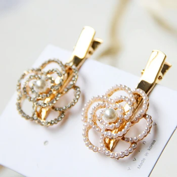 

Fashion for Women Girls Crystal Pearl Hair Clips Accessories Rhinestone Pearl Flowers Hairpins Hairclip Metal BHYL1C3