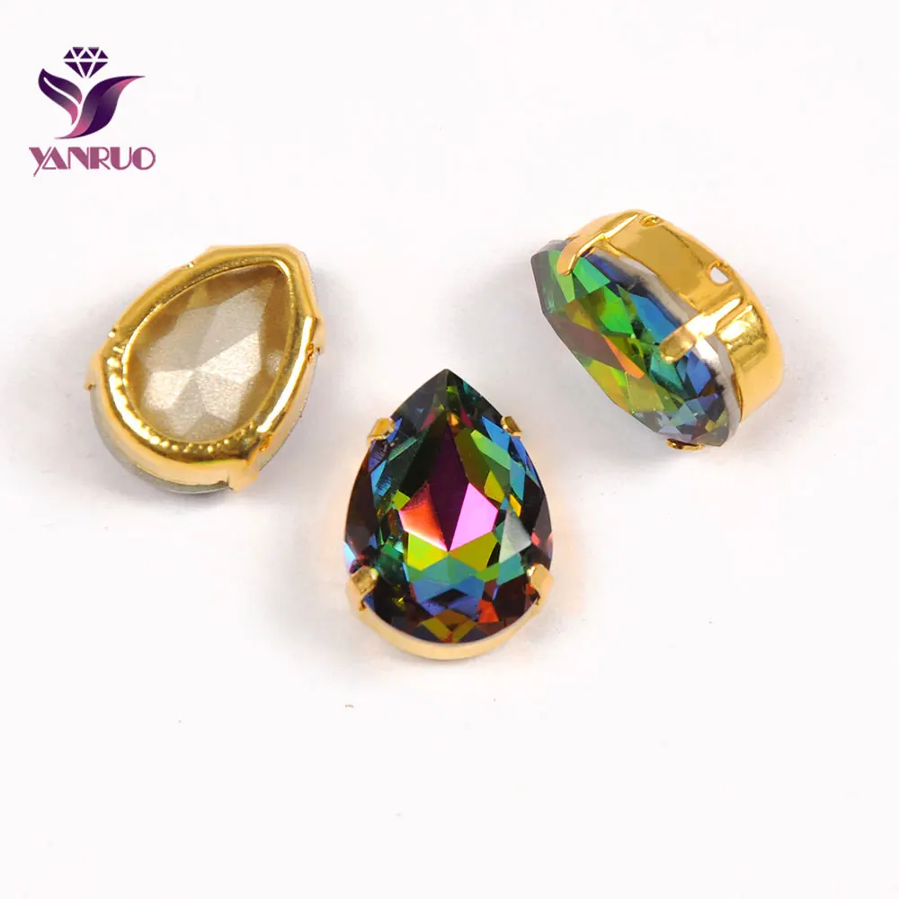YANRUO 4320 каплевидные ВМ Необычные Стразы-когти, украшения, алмазные камни, кристаллы для рукоделия, пришитые на одежду, Декор - Цвет: With Gold Claw