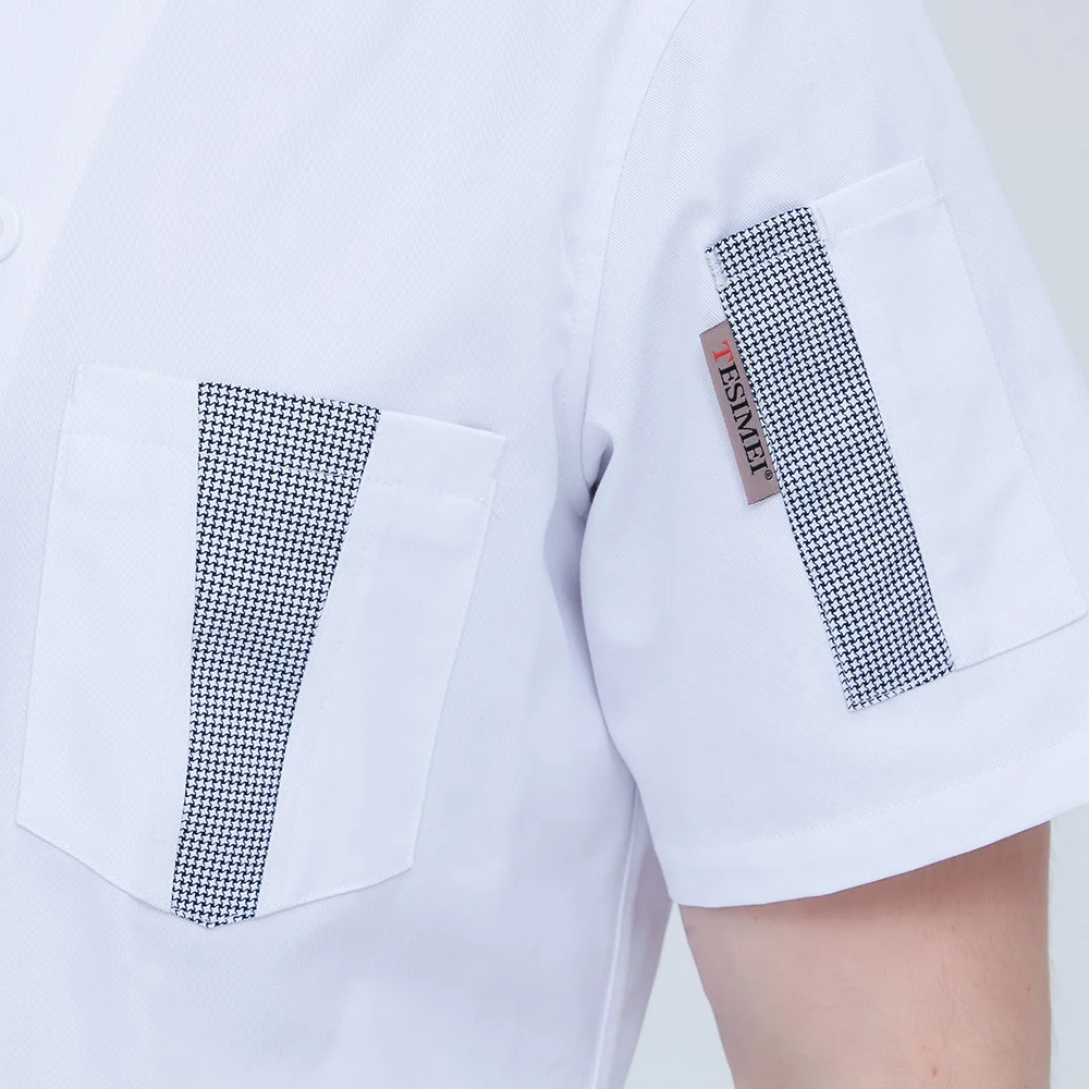 M-4XL high quality restaurant chef uniforms double breasted white chef shirts catering work clothes short sleeves Chef Jackets