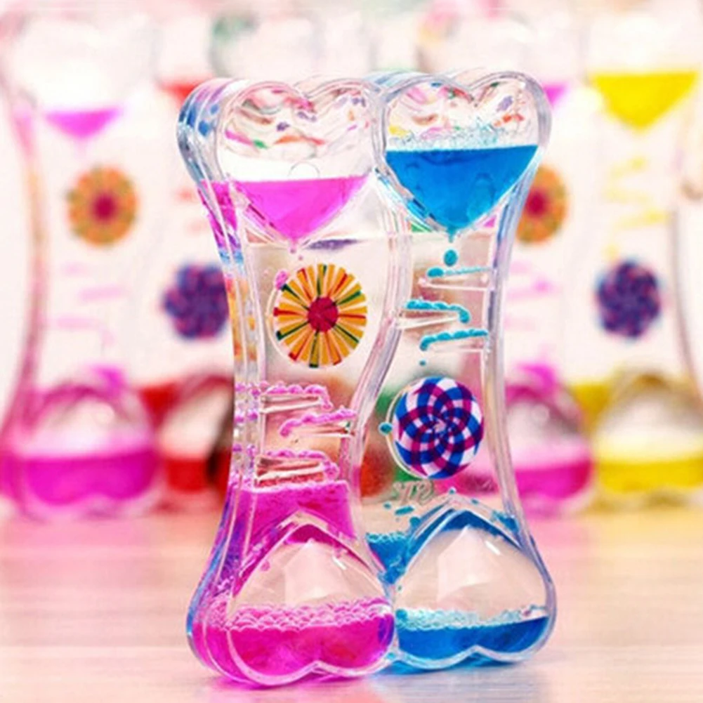 Double Heart Floating Liquid Oil Acrylic Drip Oil Hourglass Timer Motion Bubble Oil Hourglass Liquid Hourglass Timer Home Decor 3